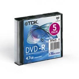 Диск TDK (DVD-R47SCED5-L) DVD-R 4.7ГБ, 16x, 5шт., Slim Case